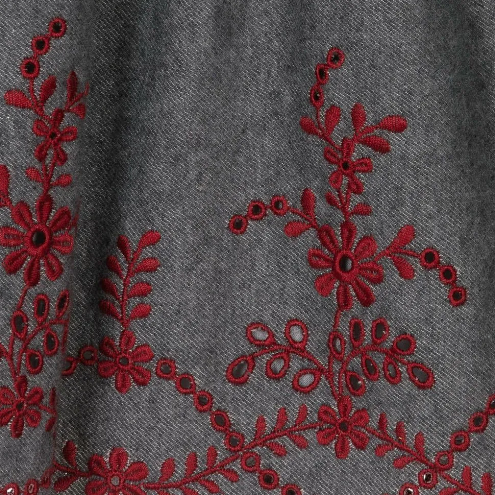 Girls Grey Embroidered Dress