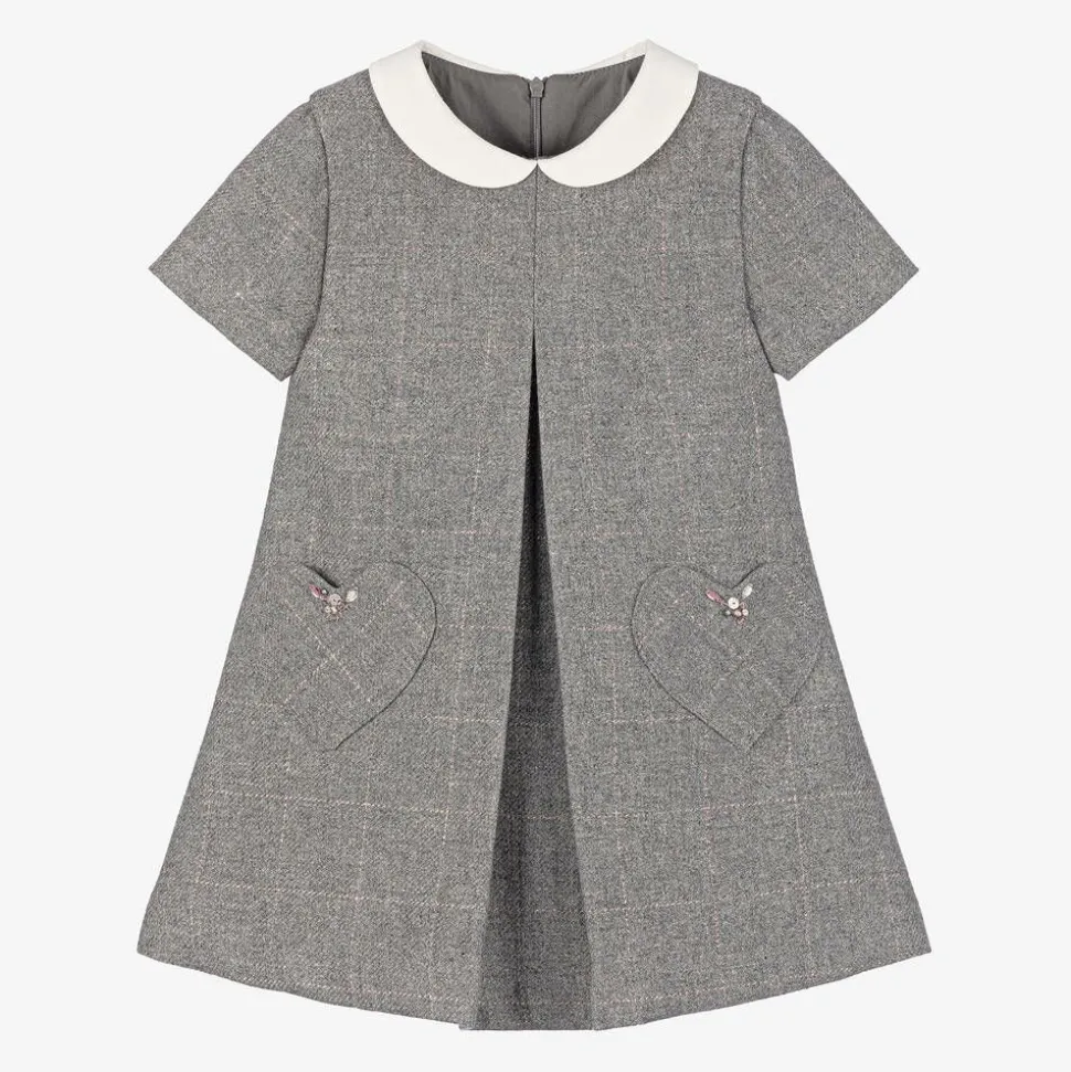 Girls Grey Wool Dress