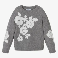Girls Grey Wool Knit Jumper