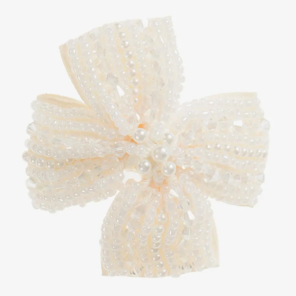 Girls Handmade Ivory Bead Hairclip (6.5cm)