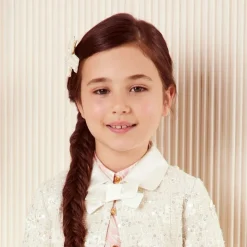 Girls Handmade Ivory Bead Hairclip (6.5cm)