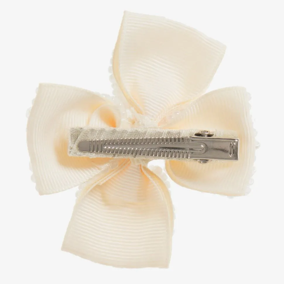 Girls Handmade Ivory Bead Hairclip (6.5cm)