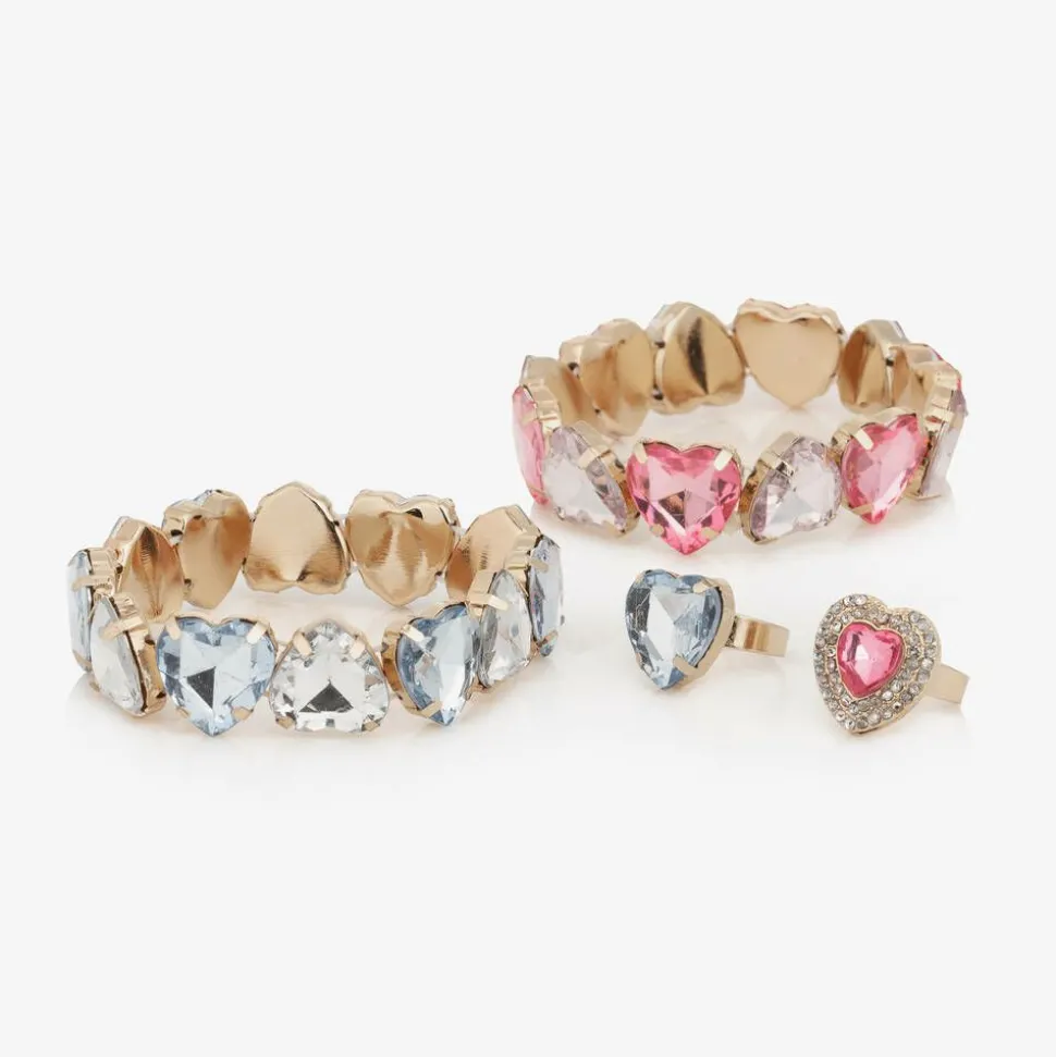 Girls Heart to Heart Bracelets & Rings Set