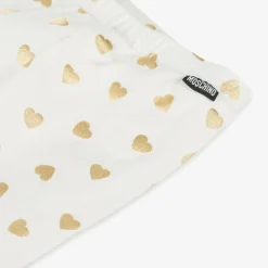 Girls Ivory & Gold Heart Cotton Leggings
