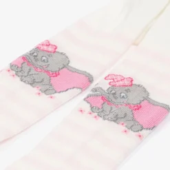 Girls Ivory & Pink Cotton Disney Tights
