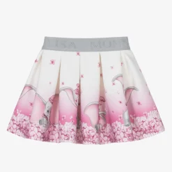 Girls Ivory & Pink Neoprene Disney Skirt