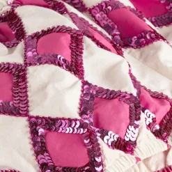 Girls Ivory & Pink Sequin Harlequin Shorts