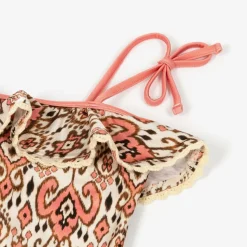 Girls Ivory & Pink Swimsuit