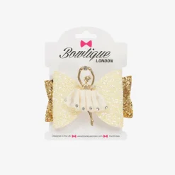 Girls Ivory & Gold Ballerina Hair Clip (8cm)
