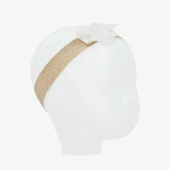 Girls Ivory & Gold Headband & Hair Clip