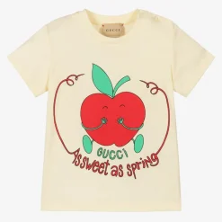Girls Ivory Apple & Slogan T-Shirt