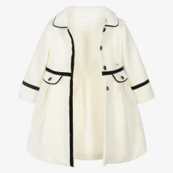 Girls Ivory Bouclé Coat