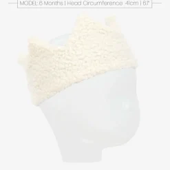 Girls Ivory Bouclé Fleece Crown Headband