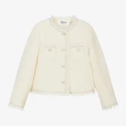 Girls Ivory Bouclé Tweed Jacket