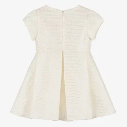 Girls Ivory Bow & Sequin Dress