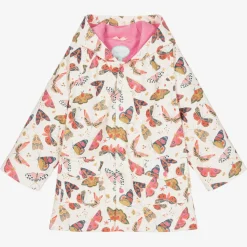 Girls Ivory Butterfly Raincoat