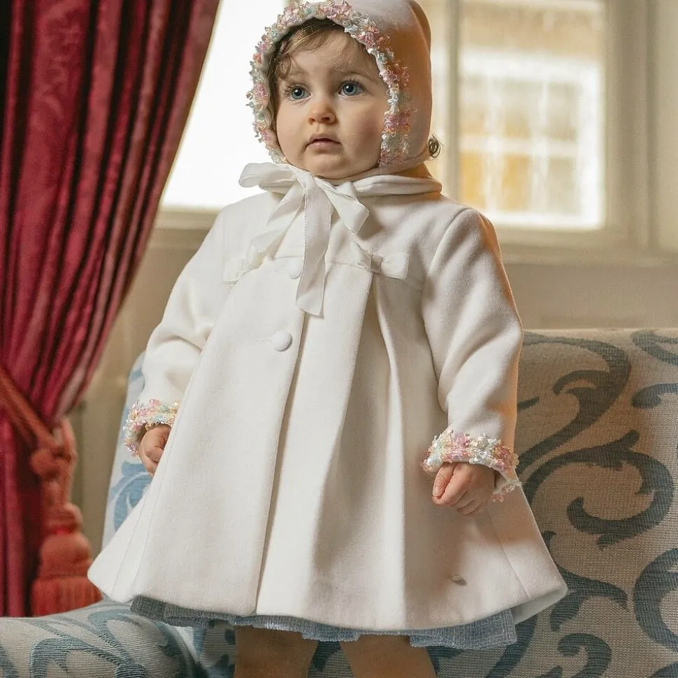 Girls Ivory Coat & Bonnet Set