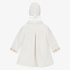 Girls Ivory Coat & Bonnet Set