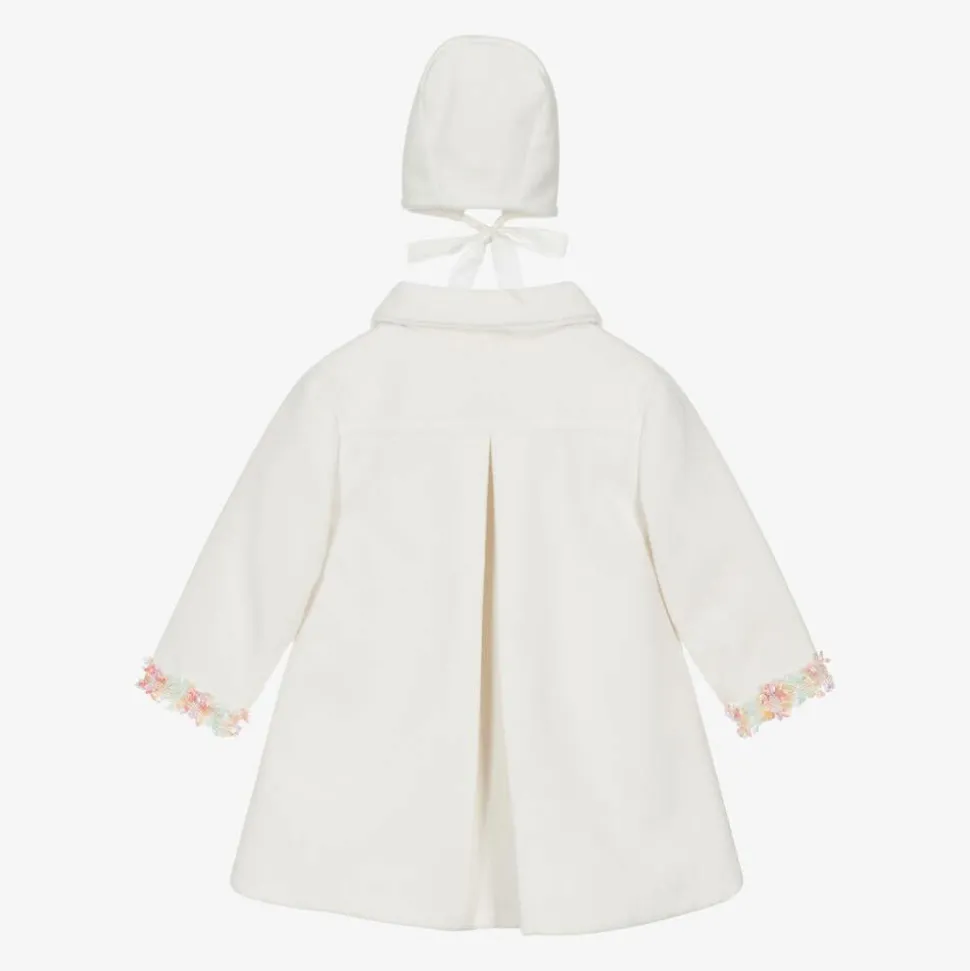Girls Ivory Coat & Bonnet Set