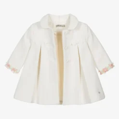 Girls Ivory Coat & Bonnet Set