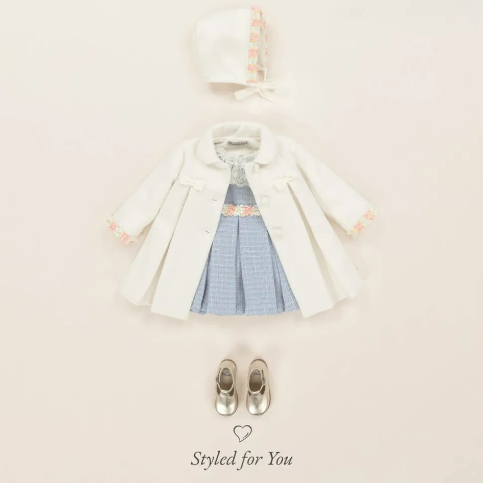 Girls Ivory Coat & Bonnet Set