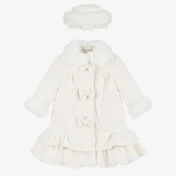 Girls Ivory Coat & Hat Set