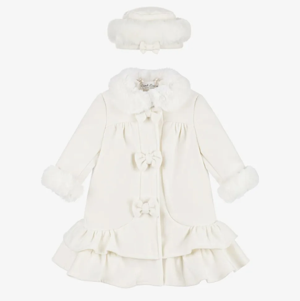 Girls Ivory Coat & Hat Set