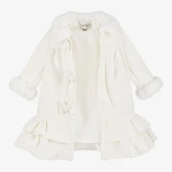Girls Ivory Coat & Hat Set