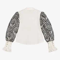 Girls Ivory Cotton & Organza Blouse