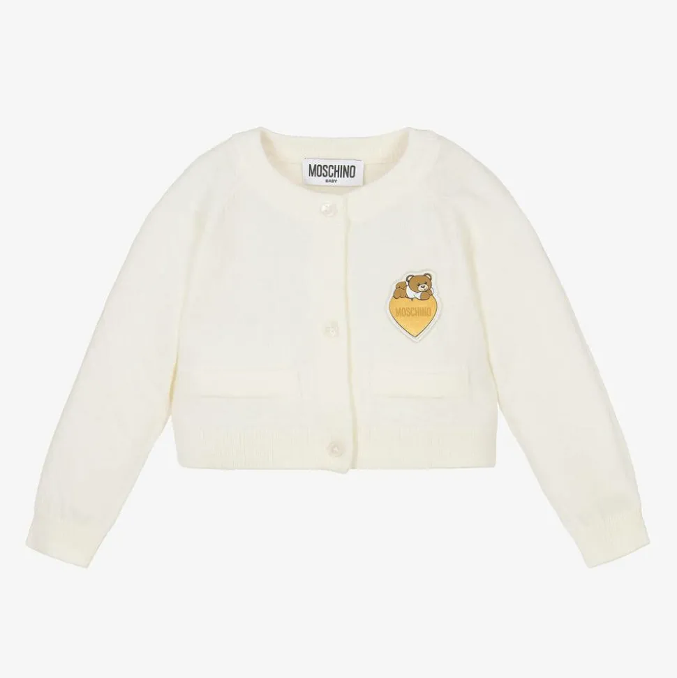 Girls Ivory Cotton & Wool Cardigan