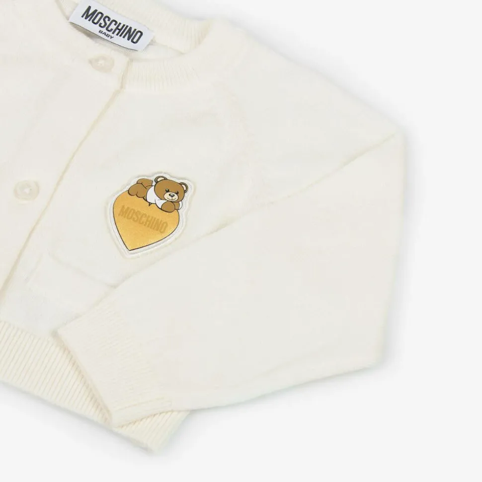 Girls Ivory Cotton & Wool Cardigan