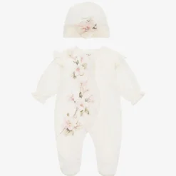 Girls Ivory Cotton Babygrow Set