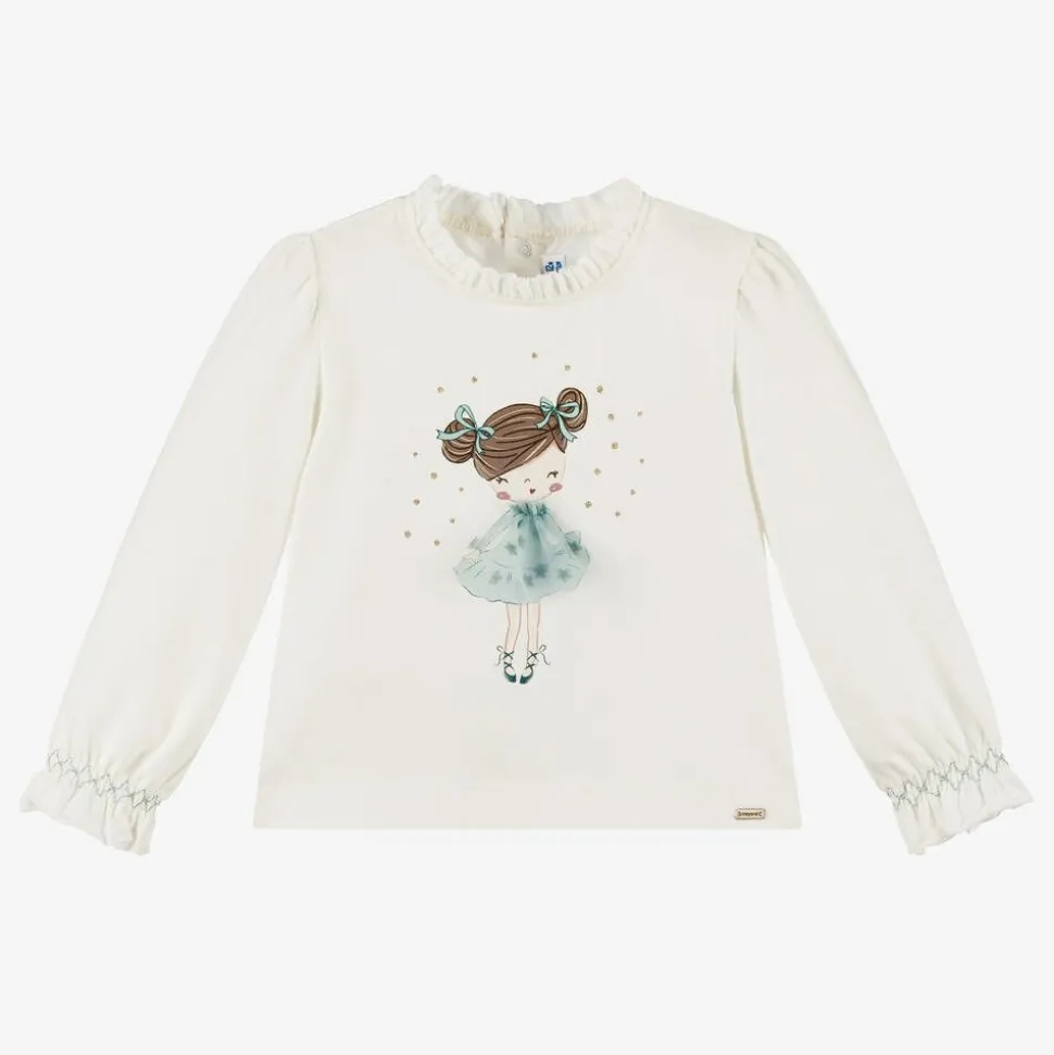 Girls Ivory Cotton Ballerina Top
