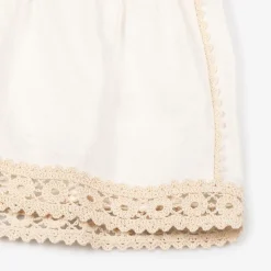 Girls Ivory Cotton Crochet Trim Shorts