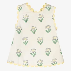Girls Ivory Cotton Daisy Print Blouse