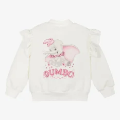 Girls Ivory Cotton Disney Zip-Up Top
