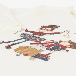 Girls Ivory Cotton Festive Top
