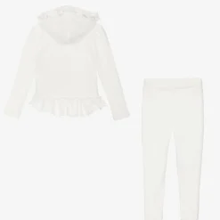 Girls Ivory Cotton Floral Leggings Set