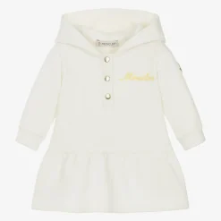 Girls Ivory Cotton Hooded Dress
