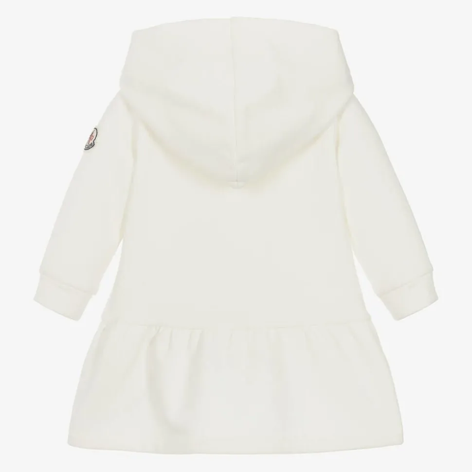 Girls Ivory Cotton Hooded Dress