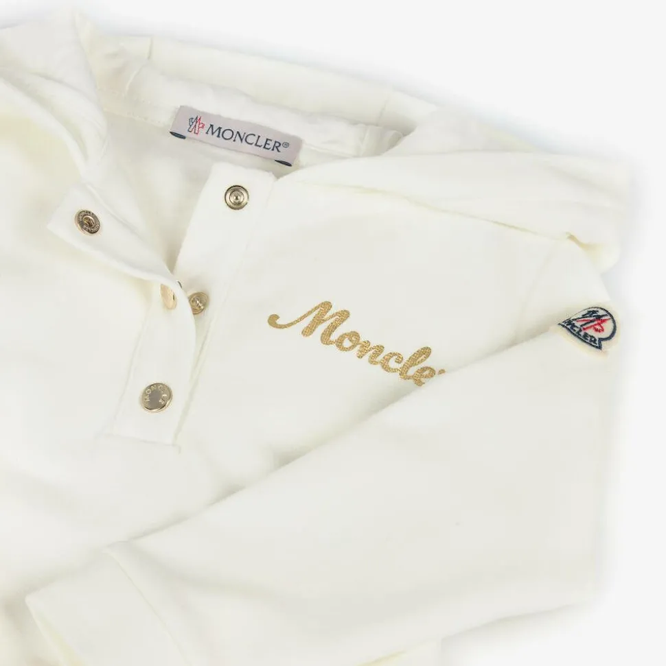 Girls Ivory Cotton Hooded Dress