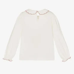 Girls Ivory Cotton Jersey Blouse