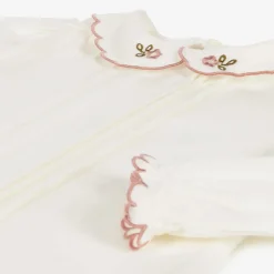 Girls Ivory Cotton Jersey Blouse