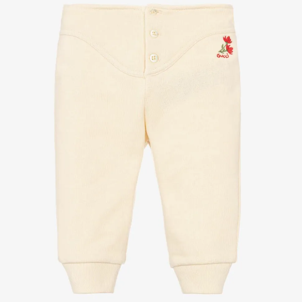 Girls Ivory Cotton Joggers