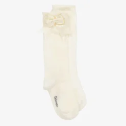Girls Ivory Cotton Knee Length Socks