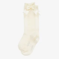 Girls Ivory Cotton Knee Length Socks
