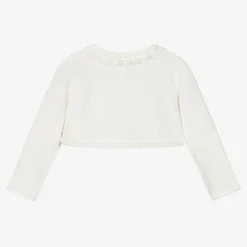 Girls Ivory Cotton Knit Bolero Cardigan