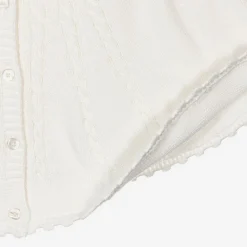 Girls Ivory Cotton Knit Cape
