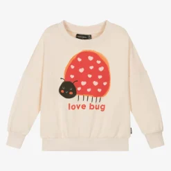 Girls Ivory Cotton Ladybird Sweatshirt