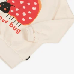 Girls Ivory Cotton Ladybird Sweatshirt